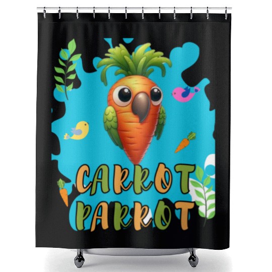 funny carrot parrot Shower Curtains