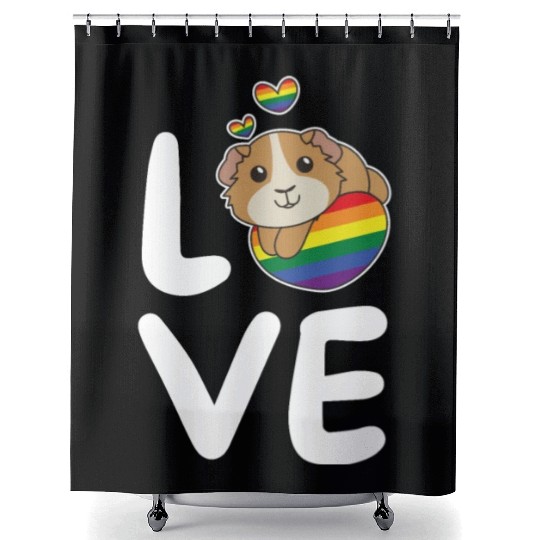 Rainbow Flag Pride Lgbtq Cute Guinea Pig Love Shower Curtains