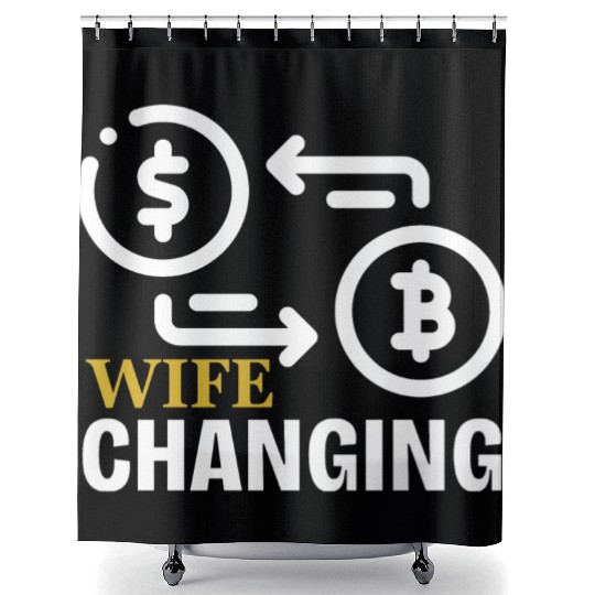 Black and Gold Wife Changing - Bitcoin Shower Curtains