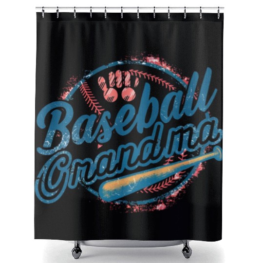baseball grandma gift Shower Curtains