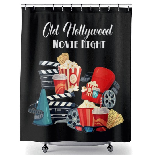 Popcorn Vintage Movie Night Shower Curtains