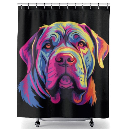 Watercolor Colorful Neapolitan Mastiff Shower Curtains