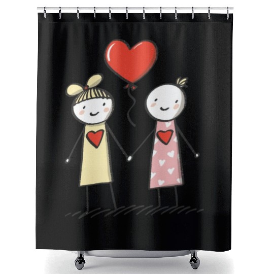 Stick Figure Lesbian Lovers Love Who You Want Shower Curtains