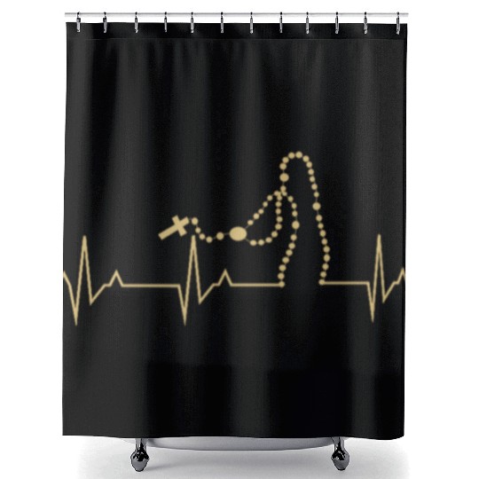Roman Catholic Rosary Virgin Mary Chaplet Design Shower Curtains