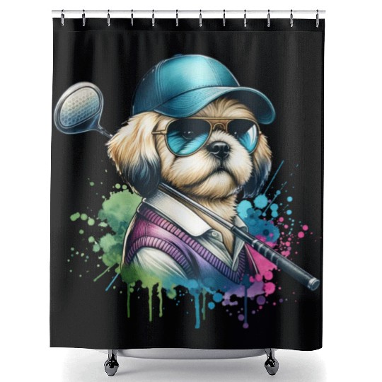 Bolonka Golfer Golf Course Dog Owner Shower Curtains