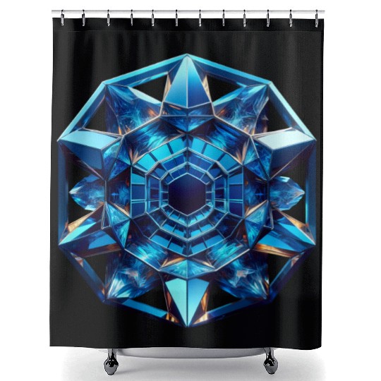 Sapphire Abstract Crystal Shower Curtains