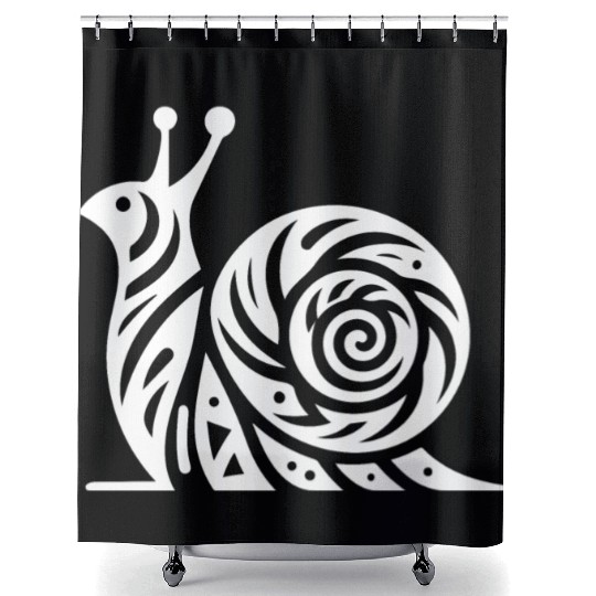 Curious Snail With House In Tattoo Style Shower Curtains
