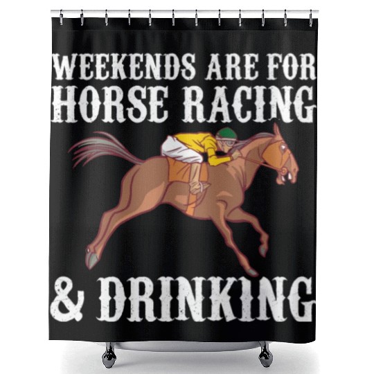 Funny Kentucky derby horse racing jockey Shower Curtains
