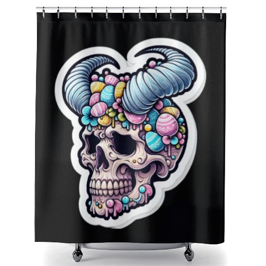 Sweet Reverence: Easter Sugar Skull Shower Curtains