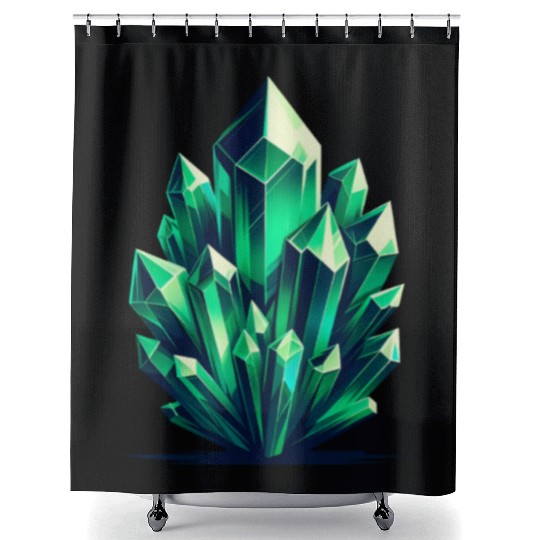 Emerald Crystal Fragments Shower Curtains