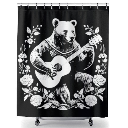 Grizzly Bear Guitar Shower Curtains
