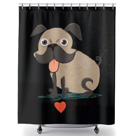 I Love Pug Shower Curtains