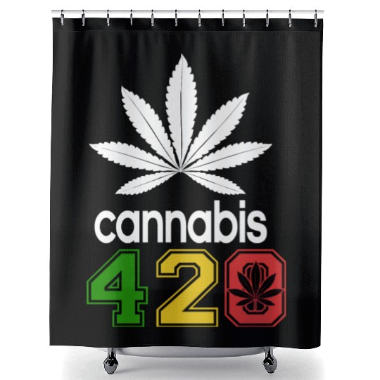Humorous 420 Authentic Herb Weed Marijuana Design Shower Curtains