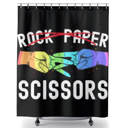 Lesbian Pride Rock Paper Scissors Funny LGBTQ Shower Curtains