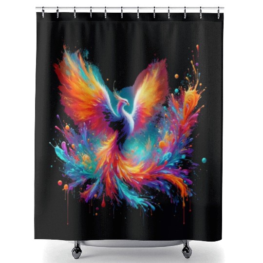 Resurgence of Radiance - Majestic Phoenix Art Shower Curtains