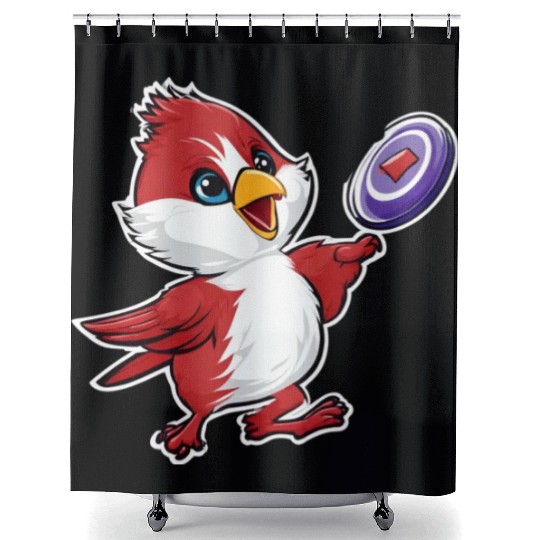 Cardinal Frisbee Fun: Vibrant Cardinal Design for Shower Curtains