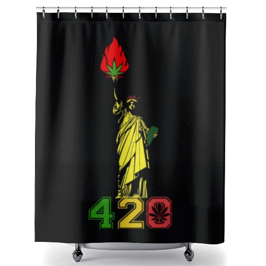 Humoristic 420 Liberty Herb Weed Marijuana Design Shower Curtains