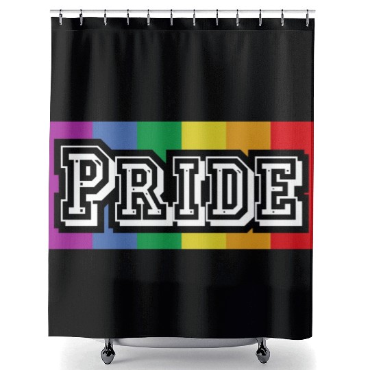 PRIDE w/ Vertical Rainbow Shower Curtains