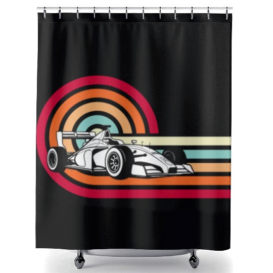 Retro Racing Race Car Driver Costume Shower Curtains