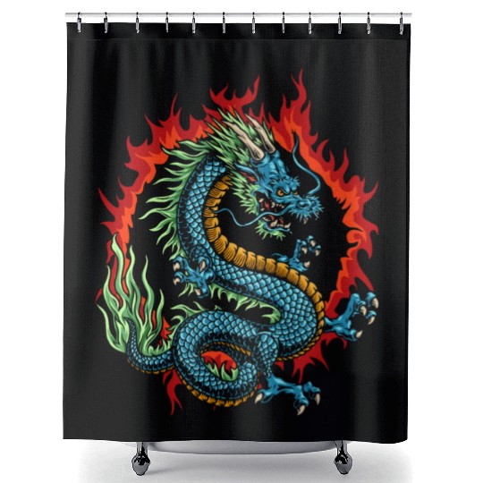 Angry Japanese Dragon Shower Curtains