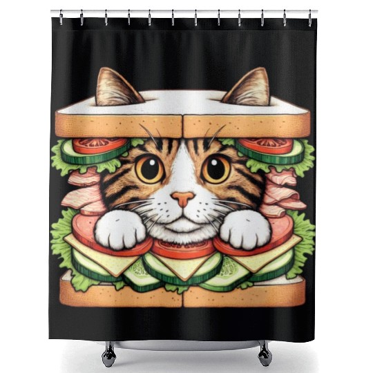 Sandwich Kitty Shower Curtains