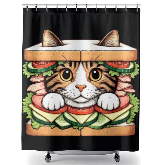 Sandwich Kitty Shower Curtains