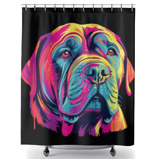 Watercolor Colorful Neapolitan Mastiff Shower Curtains