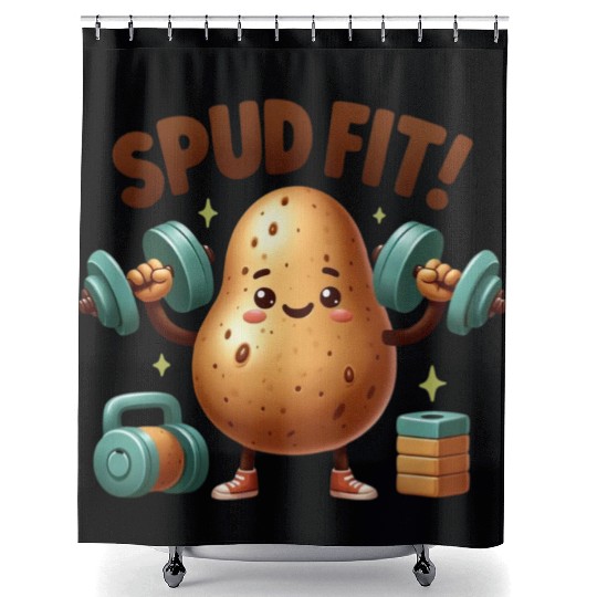 Spud Fit: Lifting Potato Gym Shower Curtains