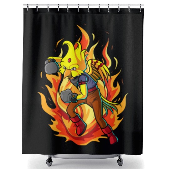 The Boxing Bird of Paradise Shower Curtains