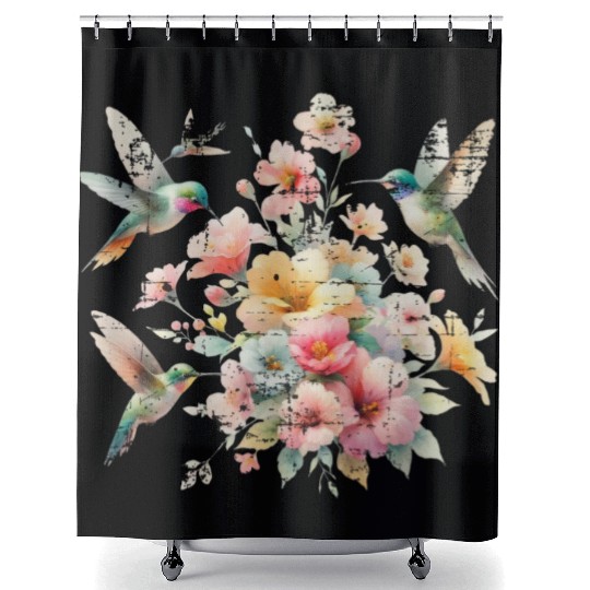 Hummingbird Nature Lover Spring Wildlife Vintage Shower Curtains
