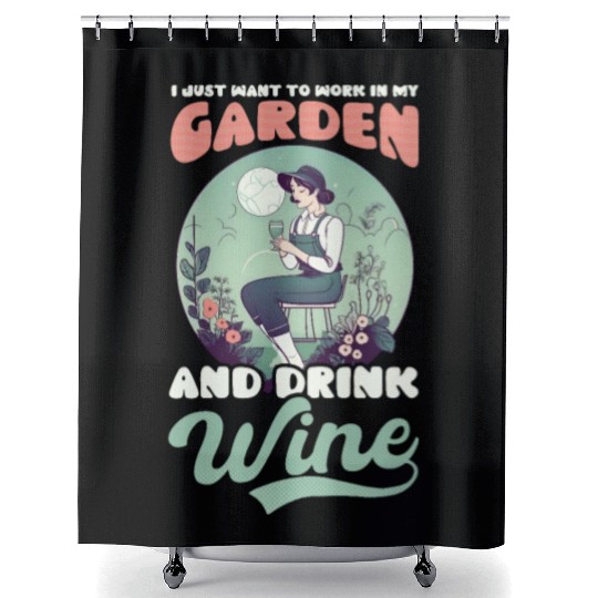 Landscaper Gardening Work In Garden Drink Wine Shower Curtains