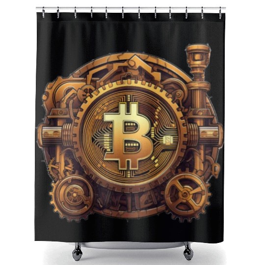 Steampunk Bitcoin Digital Currency Crypto Coin Shower Curtains