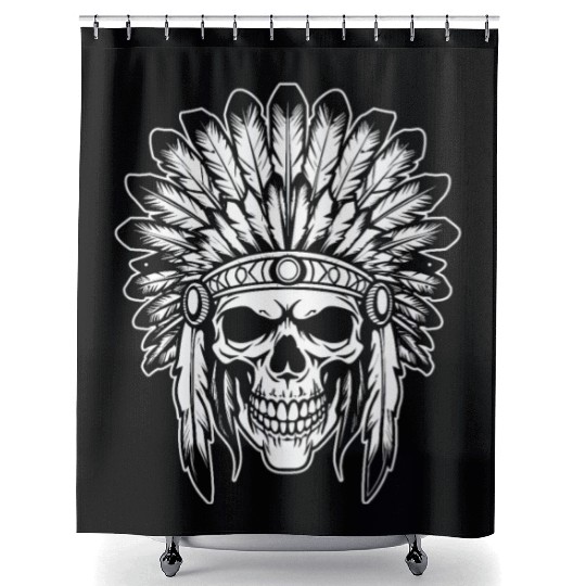 Indigenous Native American Skull Head Shower Curtains