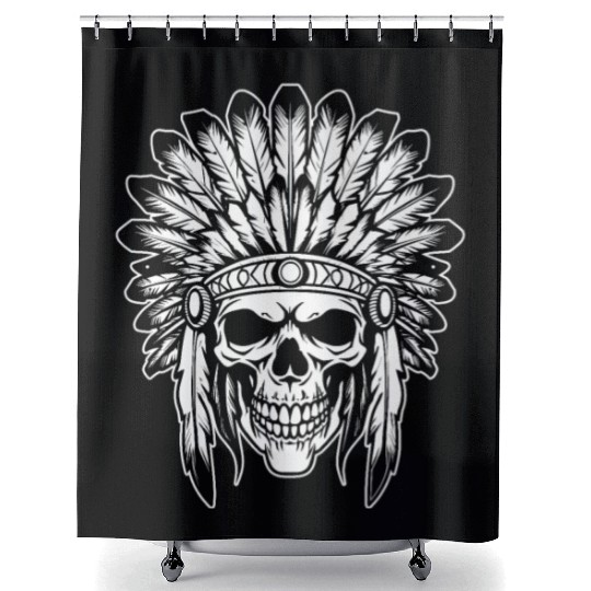 Indigenous Native American Skull Head Shower Curtains