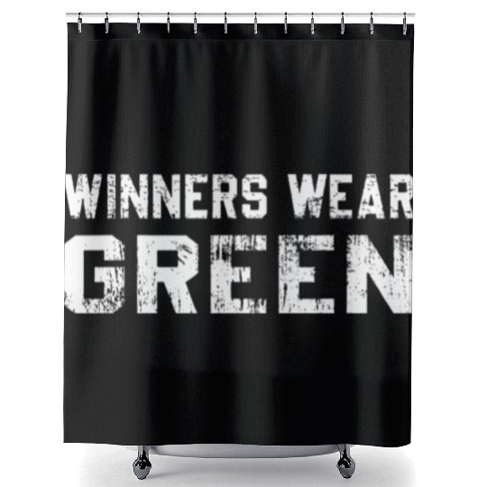Winners Wear Green Team Spirit Game Competition Shower Curtains