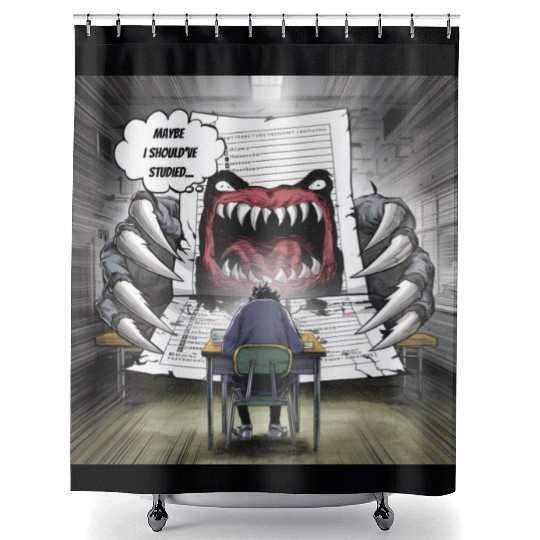 Test Anxiety Student vs Exam Monster Exam Struggle Shower Curtains