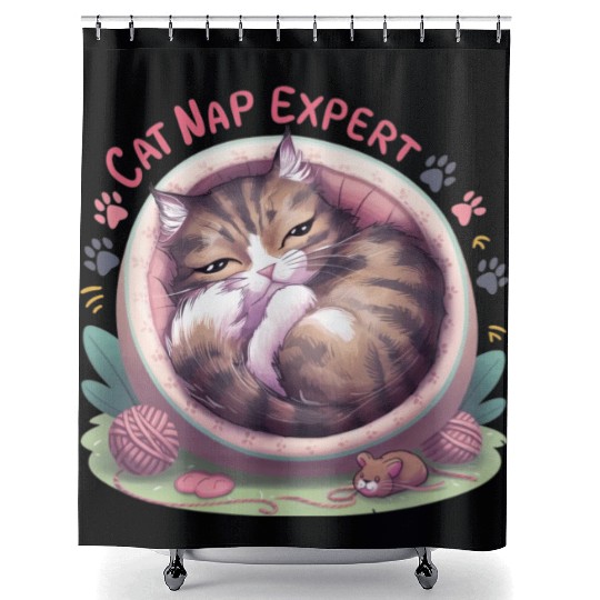 Cat Nap Expert - Funny Cat Outfit! Shower Curtains