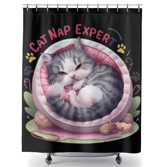 Cat Nap Expert - Funny Cat Outfit! Shower Curtains