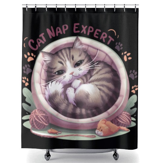 Cat Nap Expert - Funny Cat Outfit! Shower Curtains