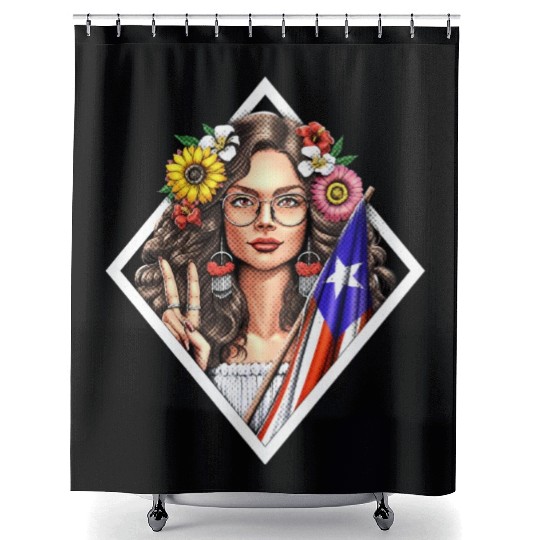 Boricua Puerto Rico Girl Shower Curtains