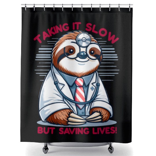 Sloth as a Doctor with Medical Humor Shower Curtains