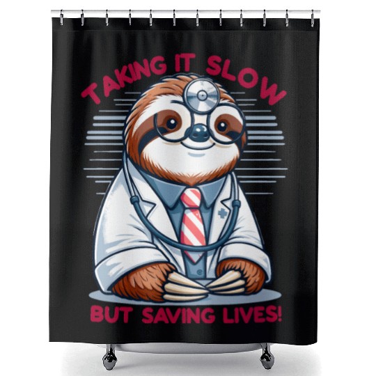 Sloth as a Doctor with Medical Humor Shower Curtains