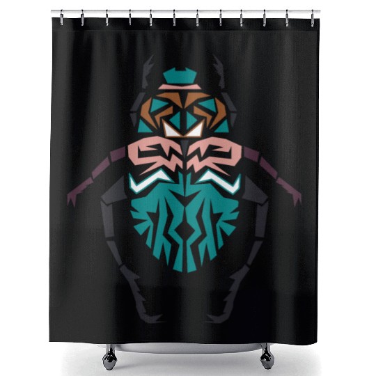 Unique Beetle Insect Vector Colorful Shape Shower Curtains