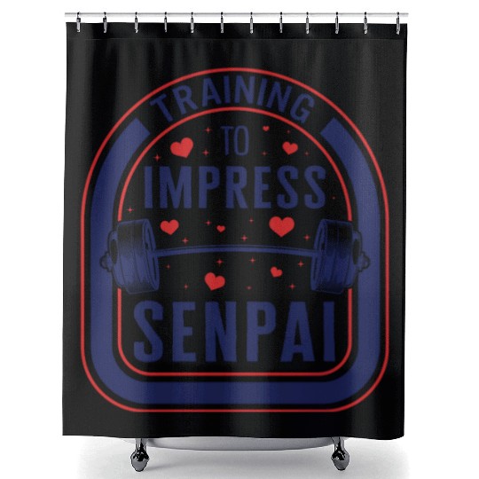 Training To Impress Senpai Gym Anime Shower Curtains