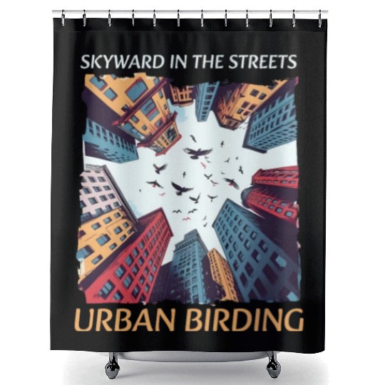 Urban Birdwatching Skyward In Streets Urban Birdin Shower Curtains