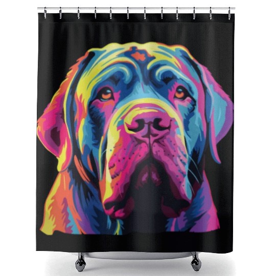 Watercolor Colorful Neapolitan Mastiff Shower Curtains