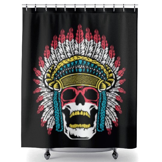 Indigenous Native American Skull Skull Head Shower Curtains
