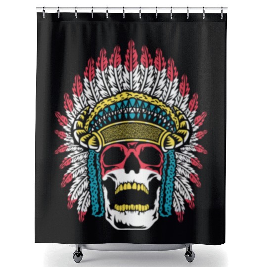 Indigenous Native American Skull Skull Head Shower Curtains