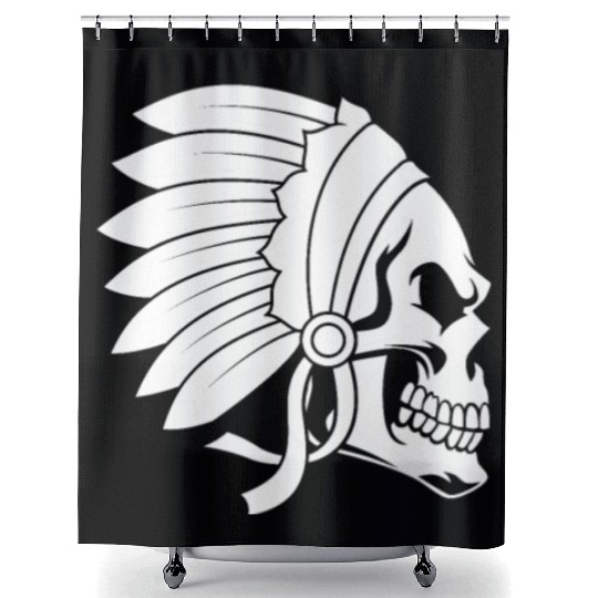 Indigenous Native American Skull Head Shower Curtains