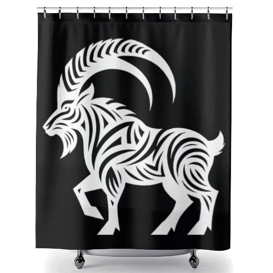 Capricorn Tattoo Style Shower Curtains
